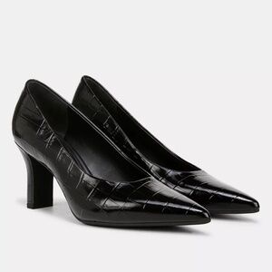 459. Vince  Diane Croc-Embossed Leather Pump Black $350 Like New Sz 10